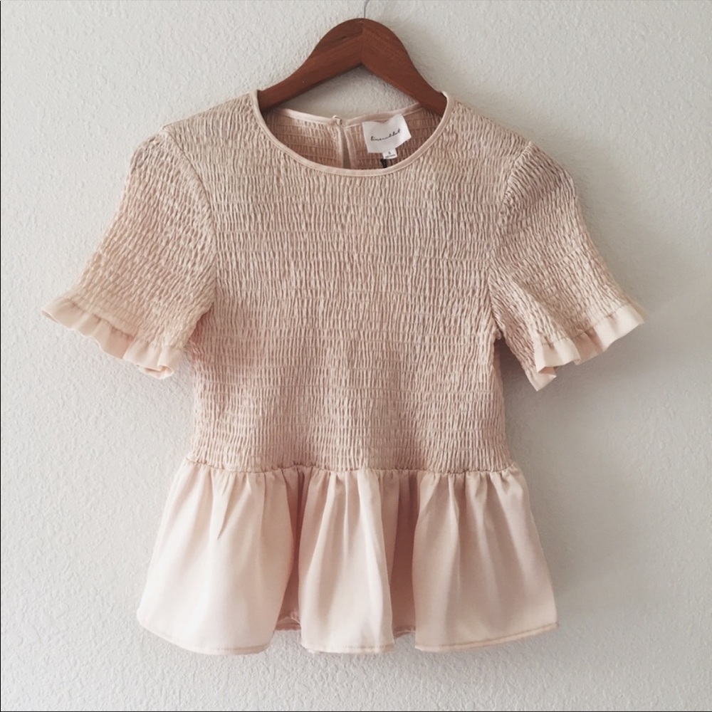 🤍Line & Dot CREAM SILK RUFFLE PEPLUM BLOUSE🤍